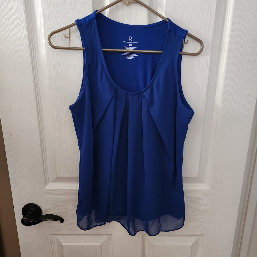 NY&Co Cobalt Blue Romantic Blouse